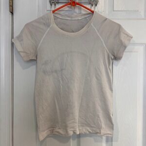 Lululemon Swiftly Tech Short Sleeve Crew Striped White Running Shirt